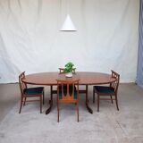 Vtg mid century g plan fresco teak extending 4 - 6 seat oval dining table retro