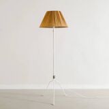 Finnish Mid Century Metal Floor Lamp in Rattan by Lisa Johansson-Papé, 1940