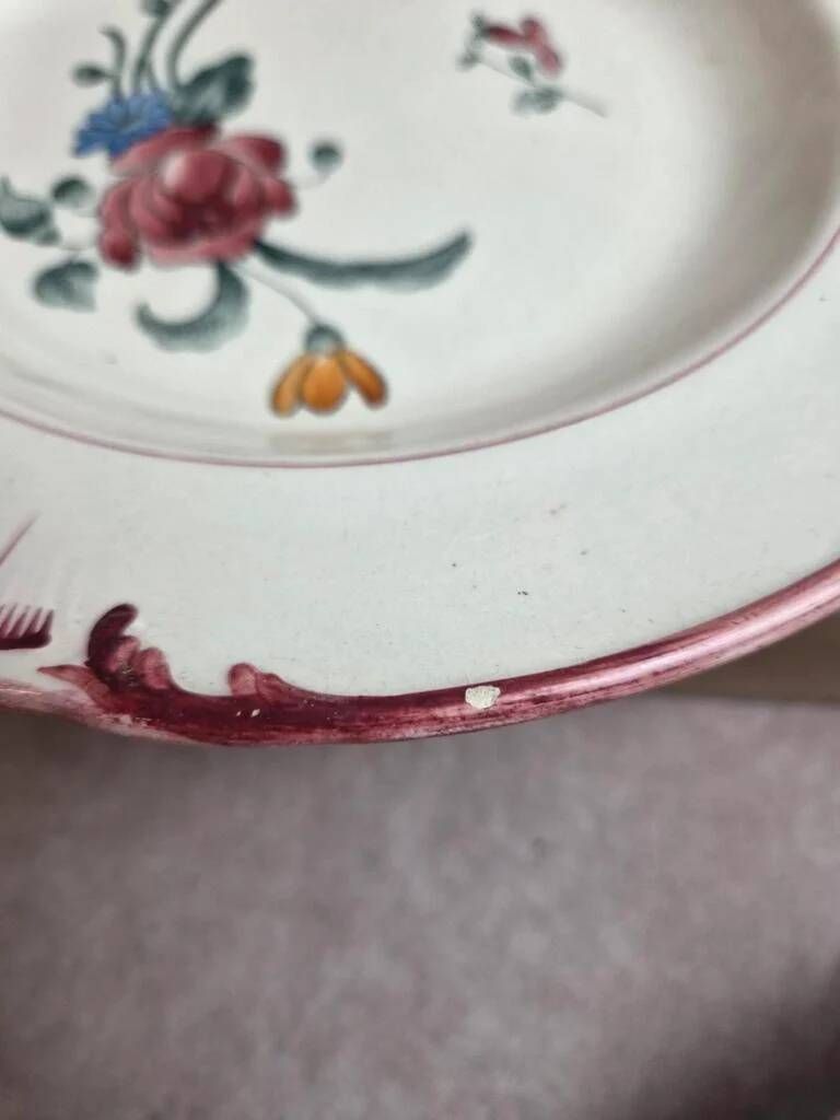 2 deep plates Longchamp Velars – ironstone – old floral pattern