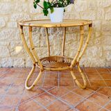 Rattan coffee table with range magazines, vintage circa 60's