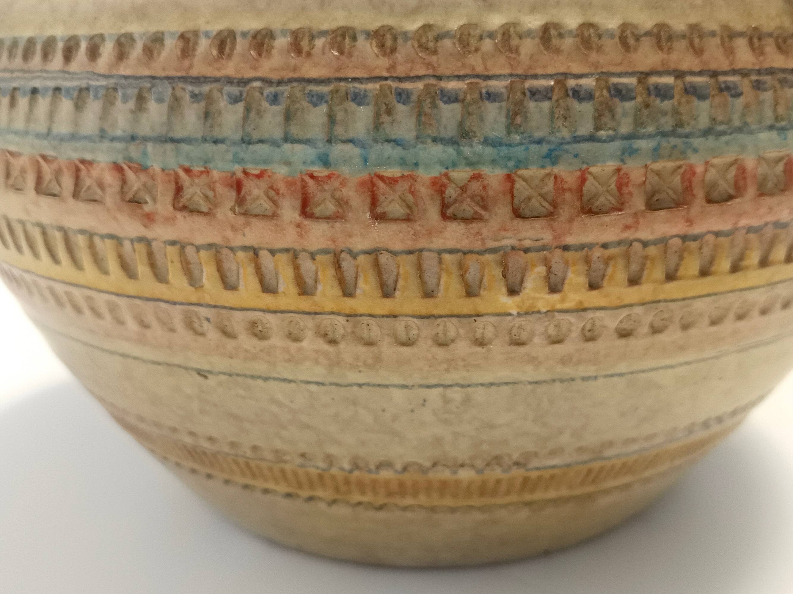 Modeled and Hand-Painted Earthenware Vase by Italica Ars, Florence, Italy