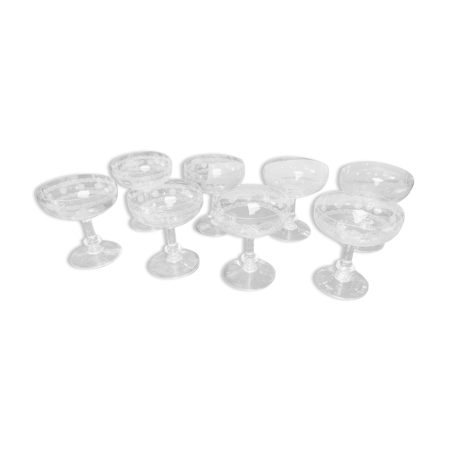 Coupes à champagne cristal verre ancien
