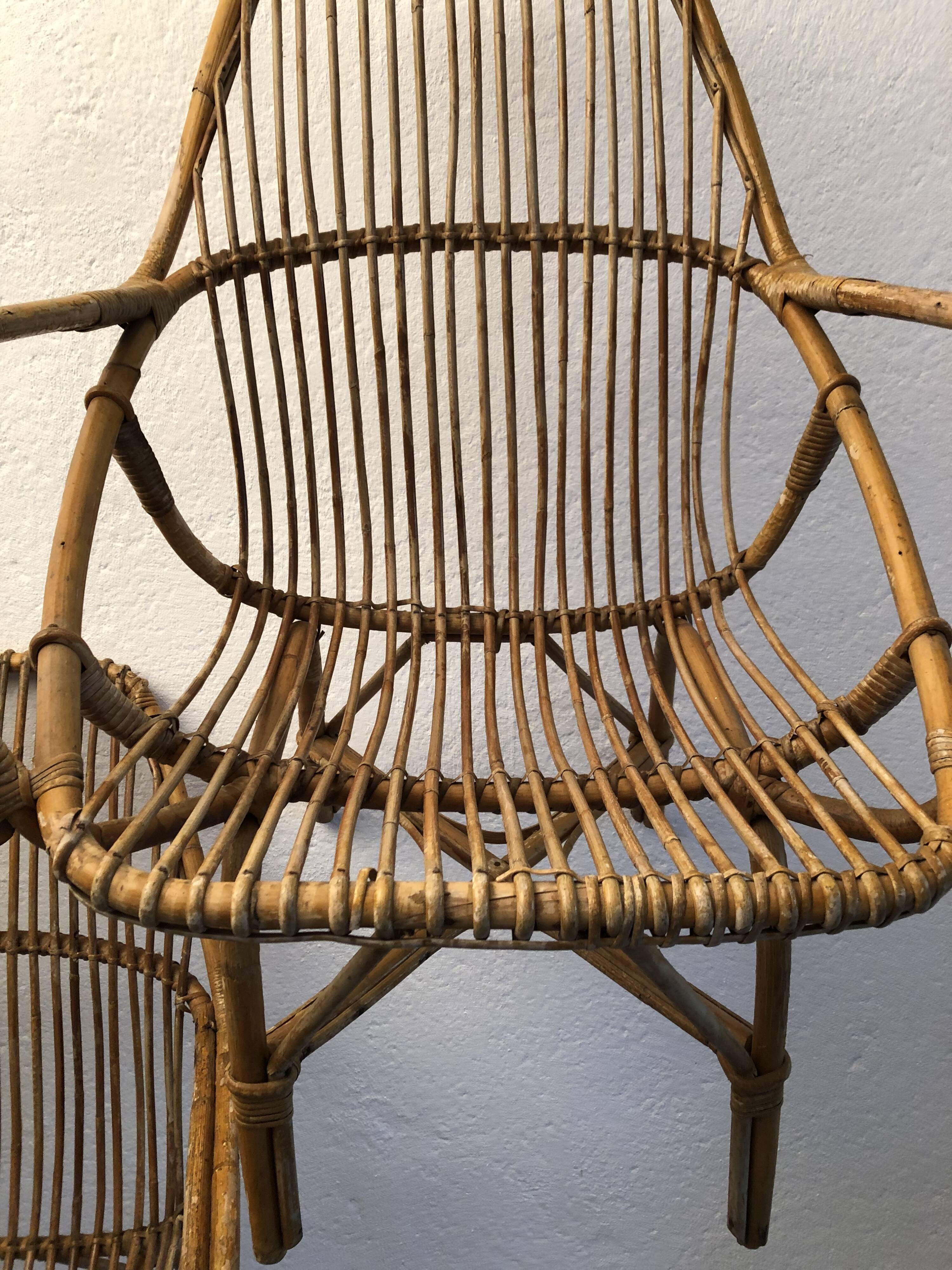 Pair of vintage rattan armchairs