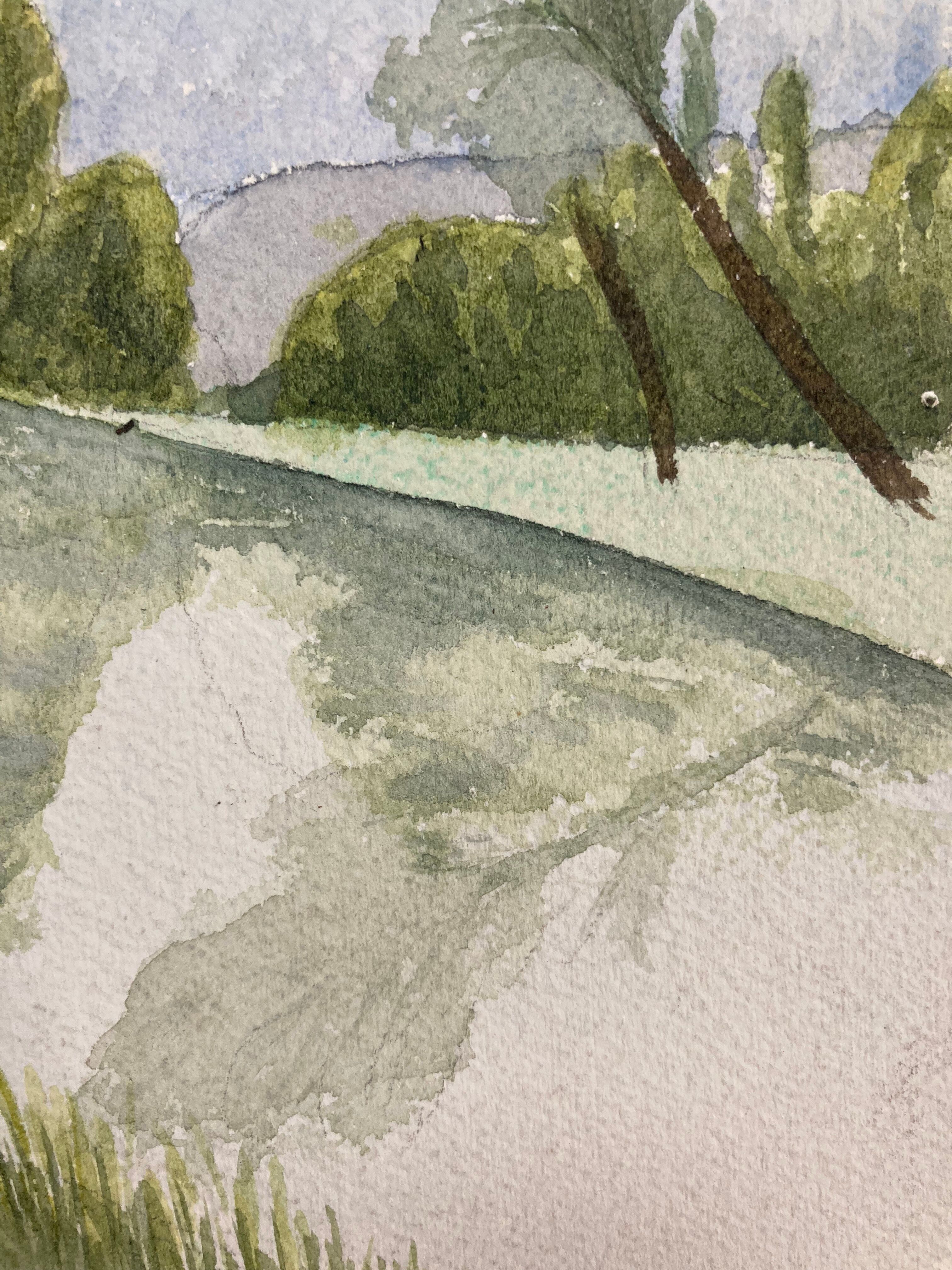 Vintage landscape watercolor