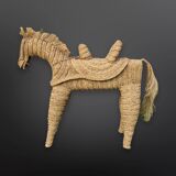 Hand crafted straw donkey, Marocco 1970s