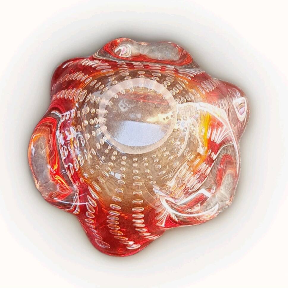 Vintage empty pocket ashtray bubble glass