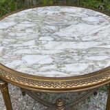 Table de milieu bois doré et marbre du début XXème siècle
