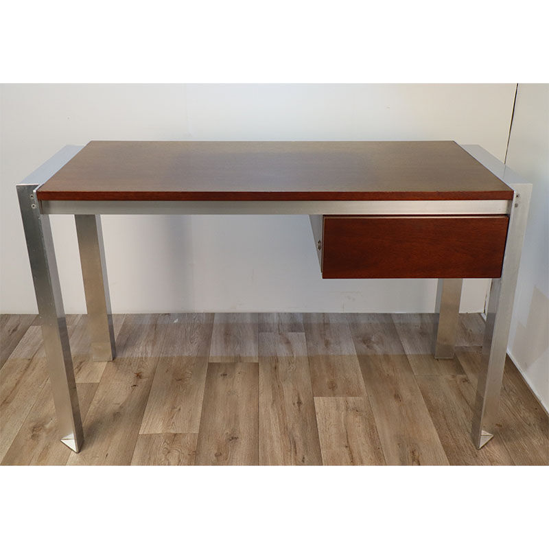 Vintage Georges Frydman desk in teak and aluminum 1970