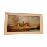 Old oil painting on canvas