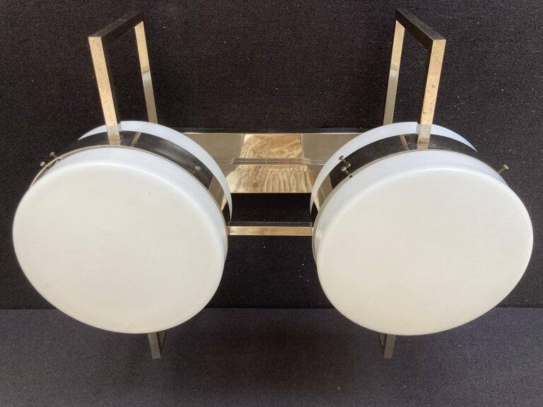 Unique big chrome Bauhaus flushmount / pendant, 1930s