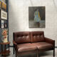 Scandinavian bench in chocolate leather