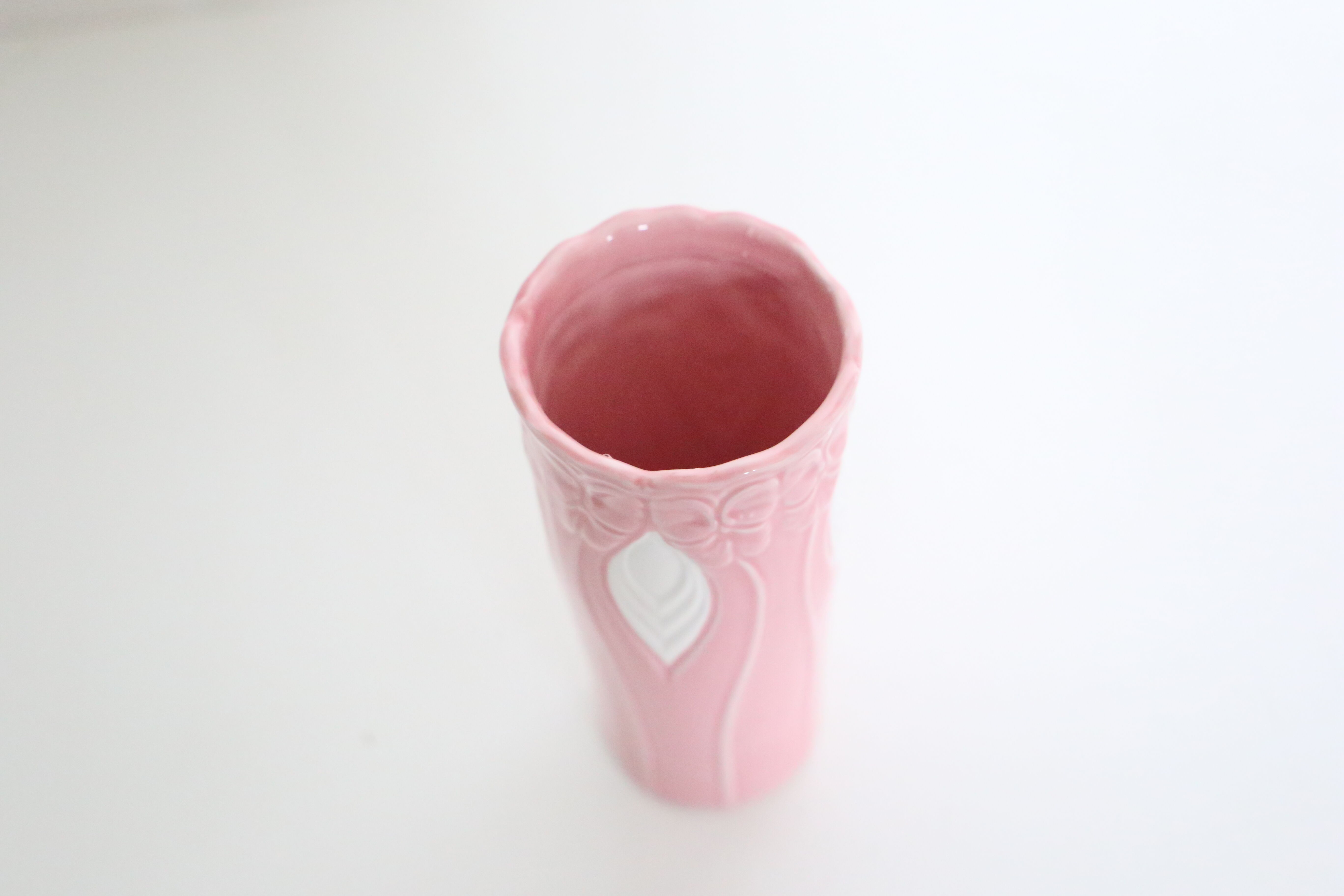 Pink and white ceramic vase, 1980