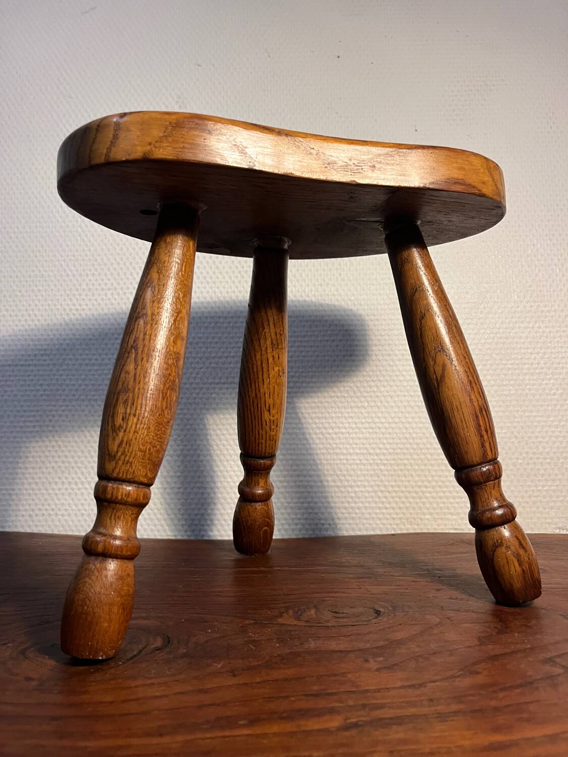 Small oak tripod stool or plant stand
