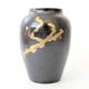 Vintage ceramic vase, black and gold, Japandi style