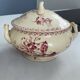 Red earthenware soup tureen, Gien factory, honeysuckle model.