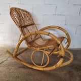 Rocking chair en rotin, 1950