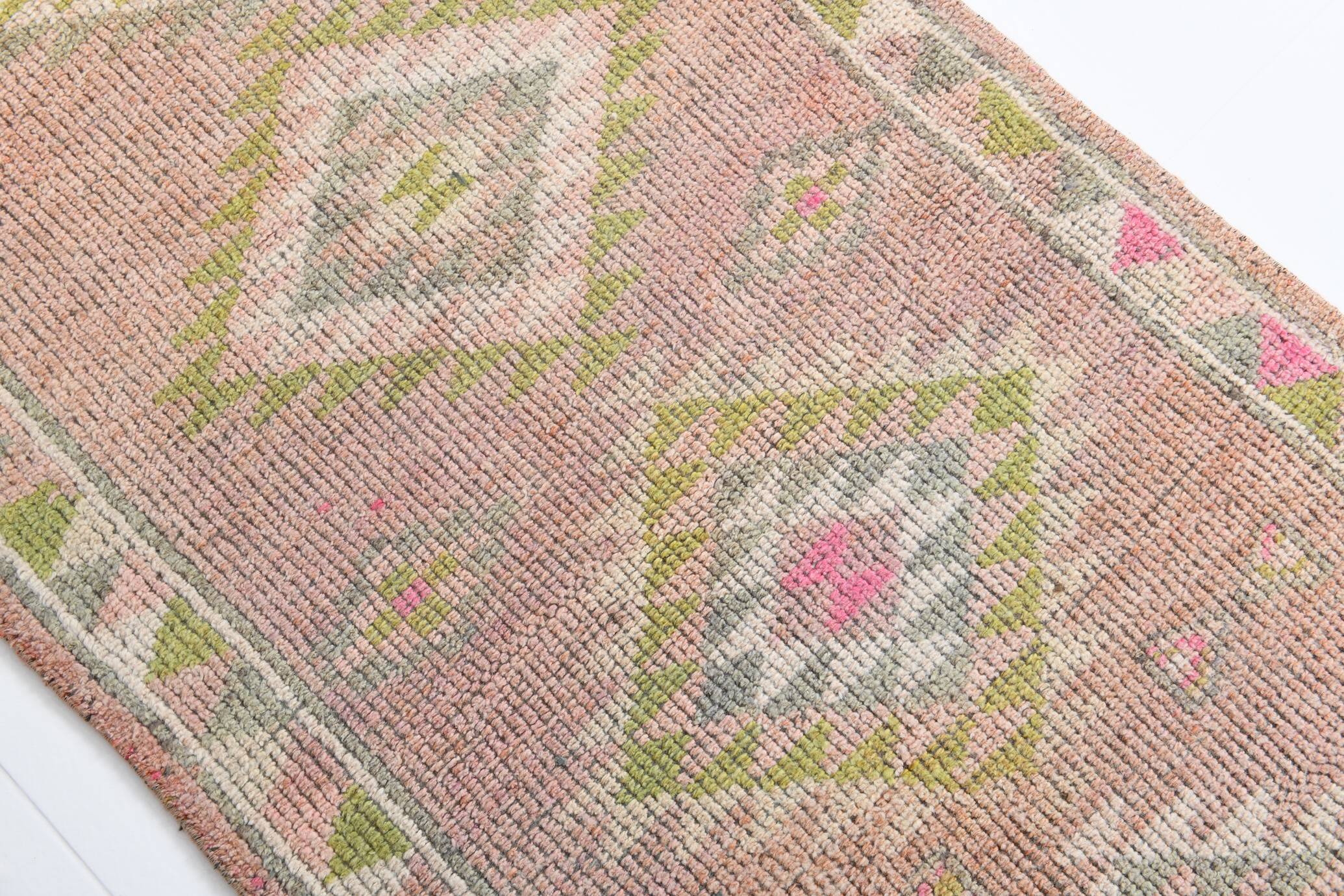3x12 Blush Pink Vintage Runner Rug, 92x355Cm