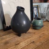 Black asymmetrical tripod vase