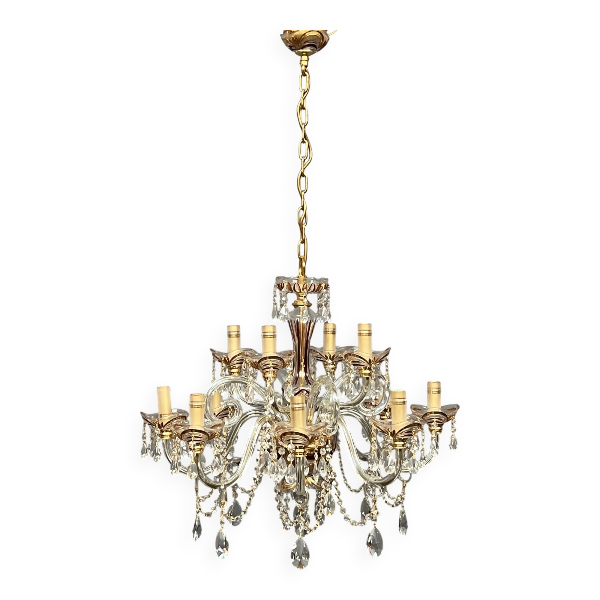 Venetian lustre. Crystal, glass, hand-painted. 12 light points.