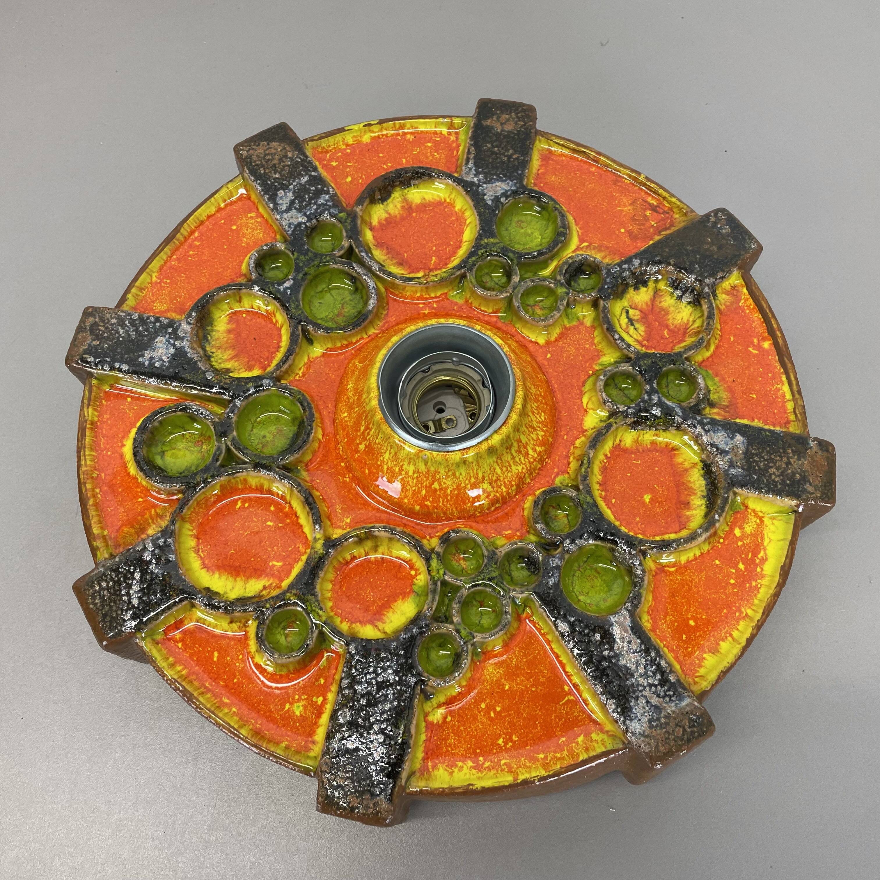 Cubic ceramic 31cm colorful "pop art" fat lava wall light element, germany, 1970