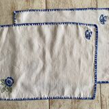 12 old hemp embroidered placemats - 39x27 cm