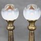 1940s Pair of Italian Restored Brass Table Lamps with Glass Shades