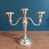English candle holder triple pearl chandelier patinated chrome metal