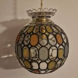 Vintage globe pendant light with stained glass effect