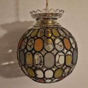 Vintage globe pendant light with stained glass effect
