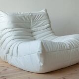 Fauteuil Togo en cuir blanc de Michel Ducaroy pour Ligne Roset