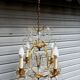 Rare antique cage chandelier in gilded bronze and crystal, 4 lights / WORKING CONDITION GAU?