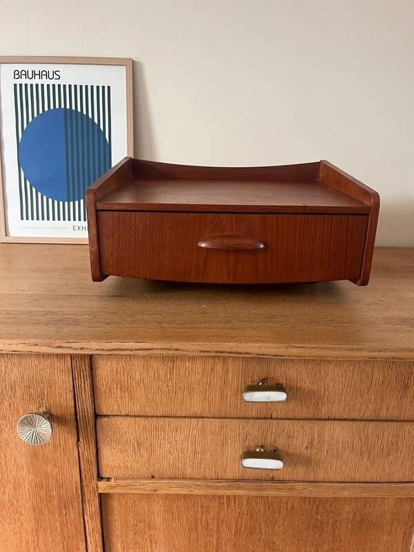 Vintage Danish floating bedside table in teak.
