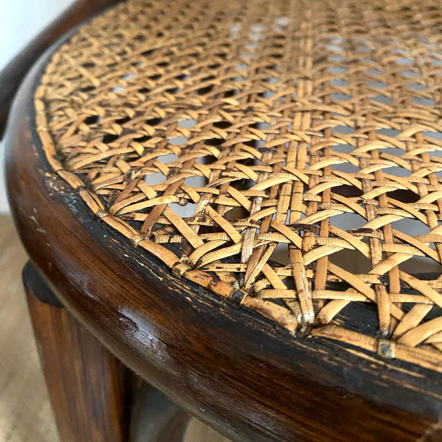 Rattan and cane bistro chairs