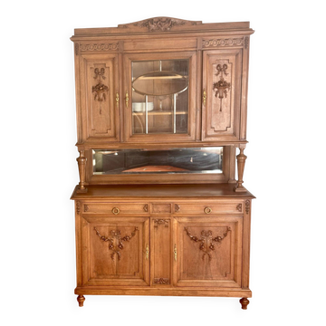 Buffet two bodies in Louis XVI style made of carved oak with mirror – Born