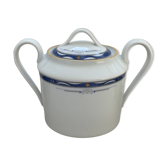 Vintage sugar bowl in cobalt blue and gold Limoges porcelain.
