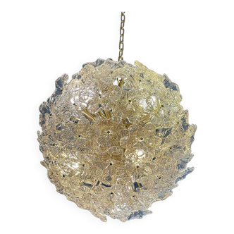 Italian Glass Chandelier Sputnik in Gold and Clear and Gold Fl