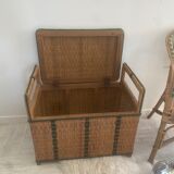 Vintage rattan bench chest