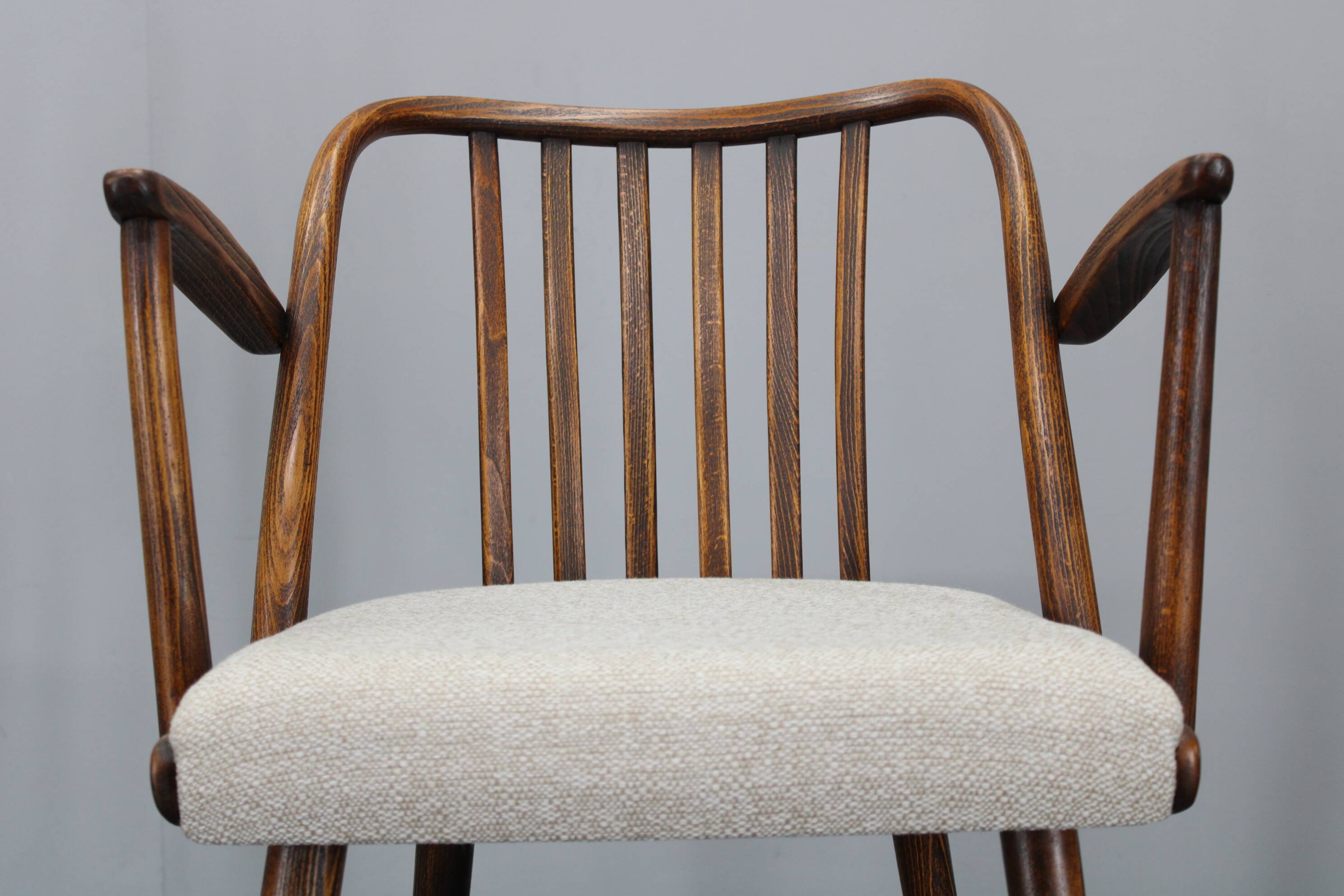 1960s Antonin Suman Set of Six Beech Dining Chairs, Restored