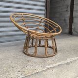 Papasan loveseat chair in rattan, 1950