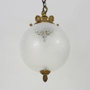 Brass chandelier and engraved glass globe, Louis XV style, 50/60