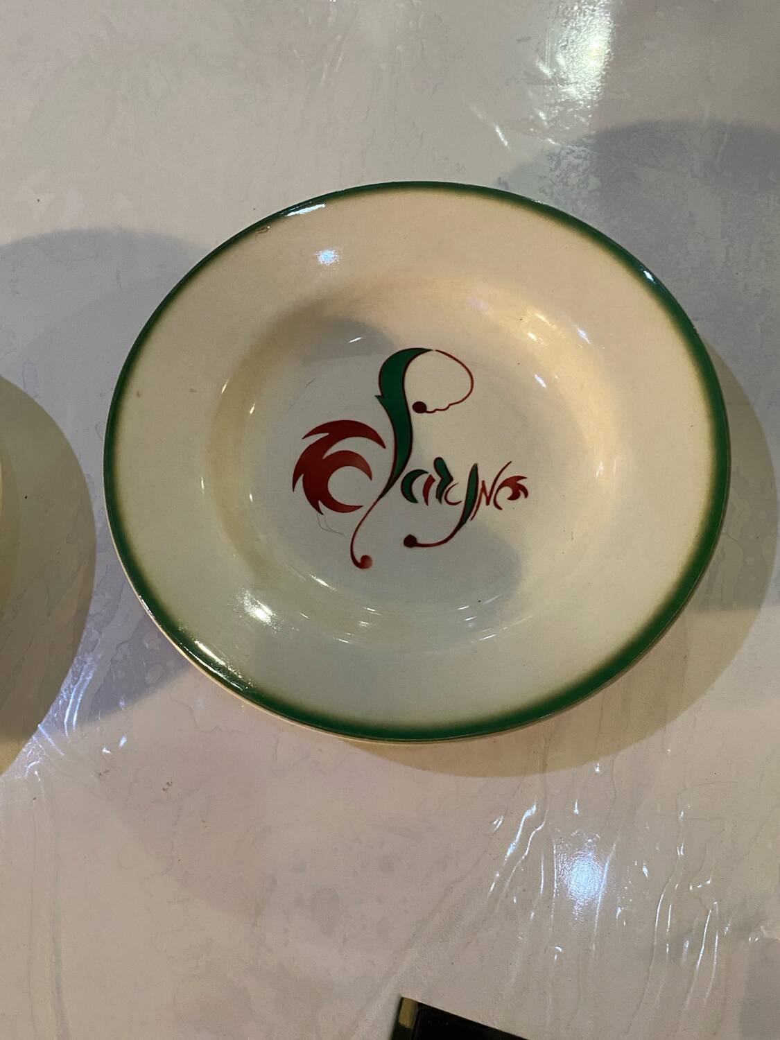 Lot of two antique Digoin Casino deep plates