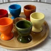 Set of 6 coquetiers faiencerie de Nidervillier 70s
