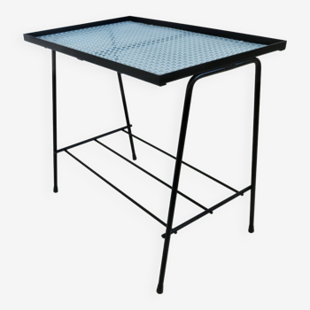 Metal side table and perforated metal clover 50s 60s