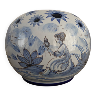 Nevers earthenware flower vase by A. Montagnon