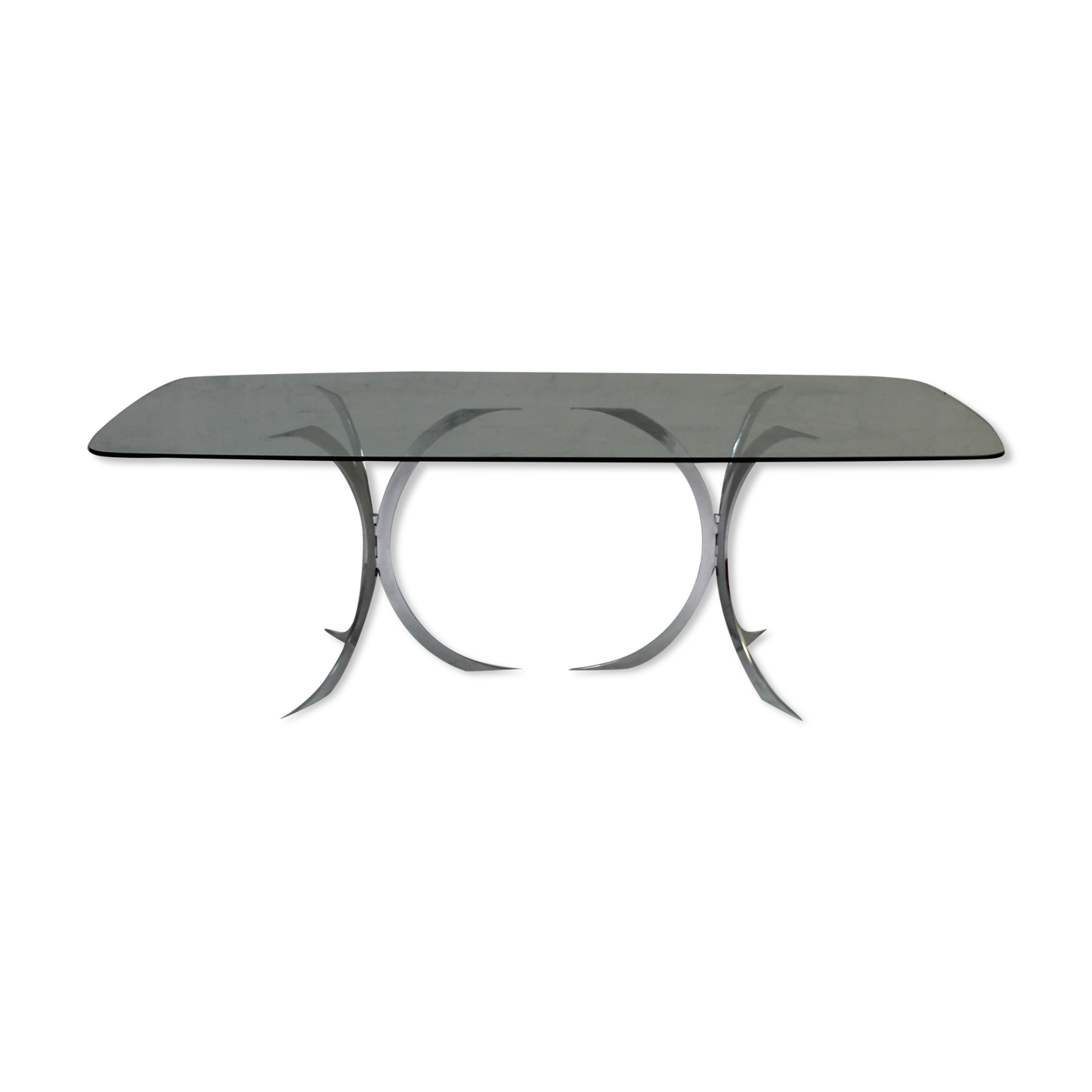 Glass and chrome steel dining table