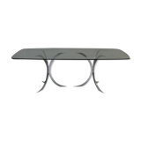 Glass and chrome steel dining table