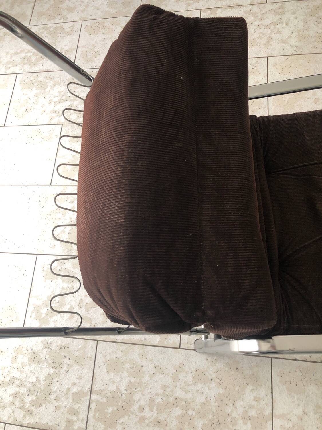 Vintage chocolate corduroy morris system deckchair