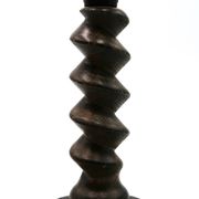 Lampe colonne en bois de Charles Dudouyt et abat-jour en raphia, années 40