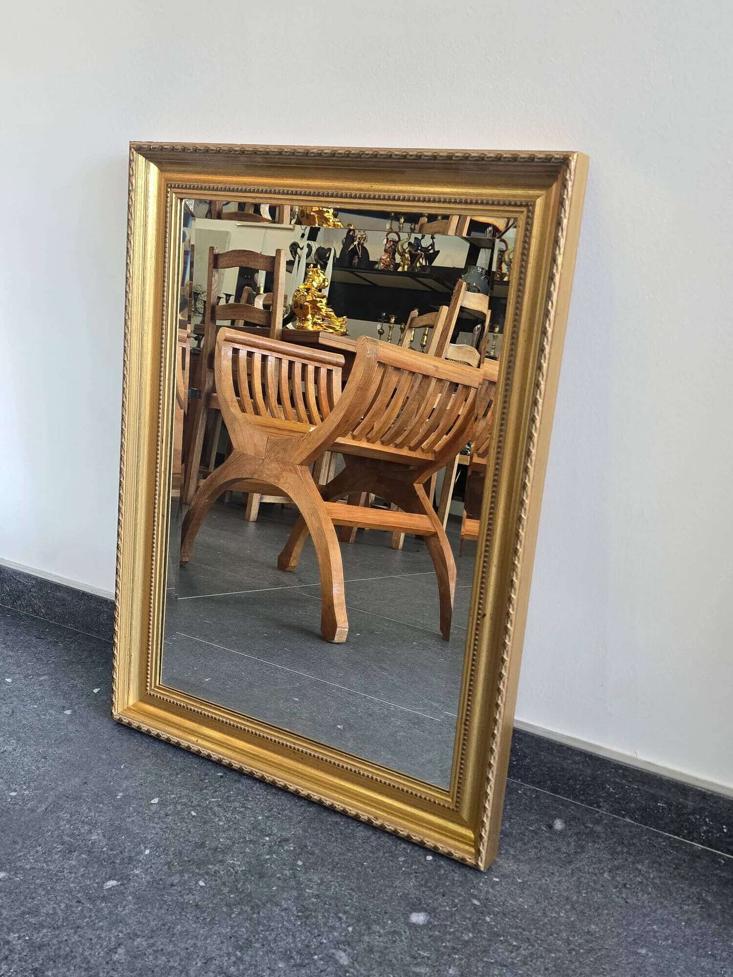 Golden mirror with bevelled glass – 70 × 52 cm