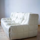 Vintage Leather Kashima Sofa in White Leather by Michel Ducaroy for Ligne Roset, 1980s